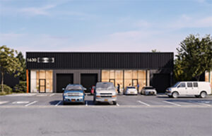 Vehicles in front of the flexible warehouse space